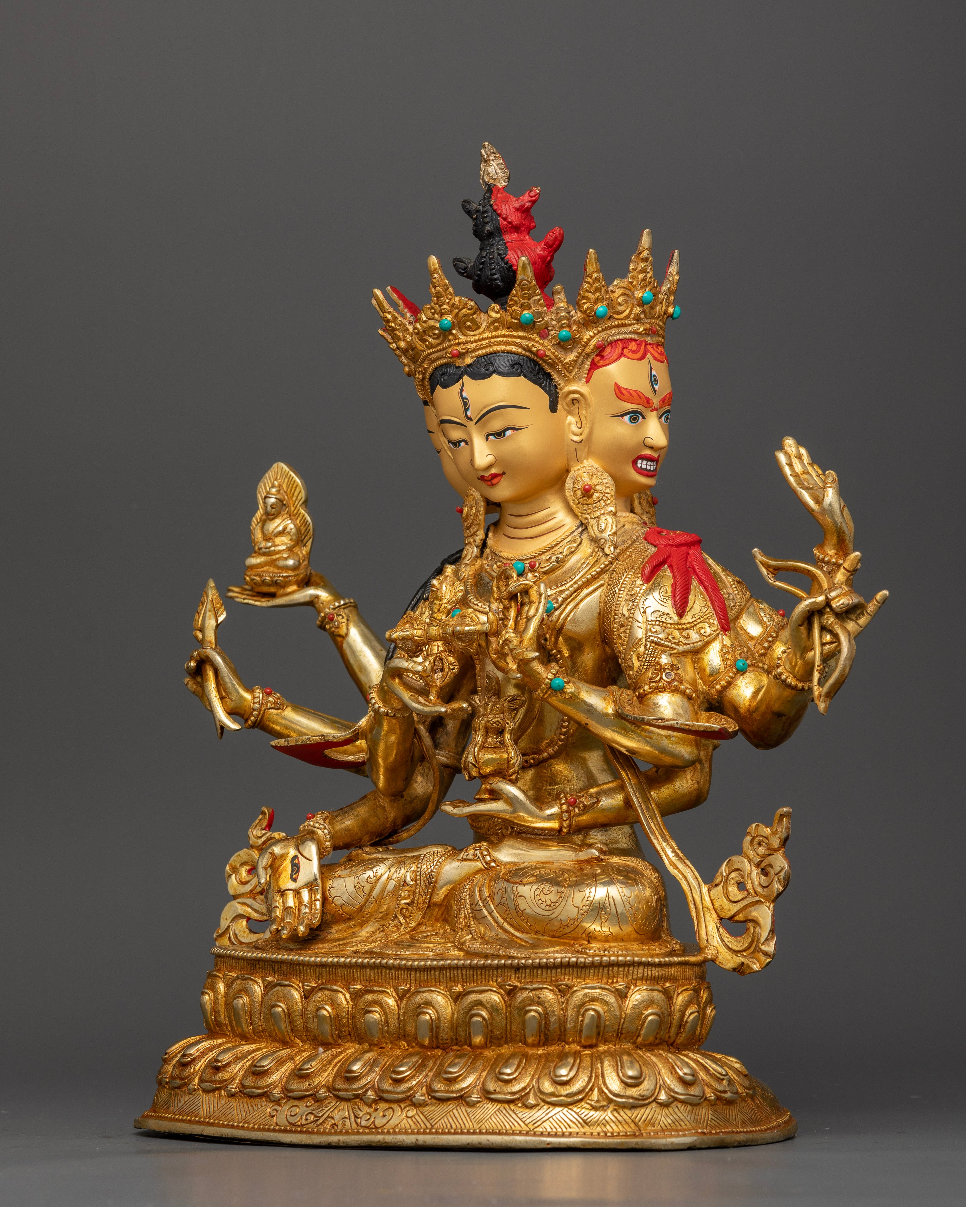 Usnishavijaya Statue Holding Vajra Bow Arrow and Lotus with Sacred Symbolism