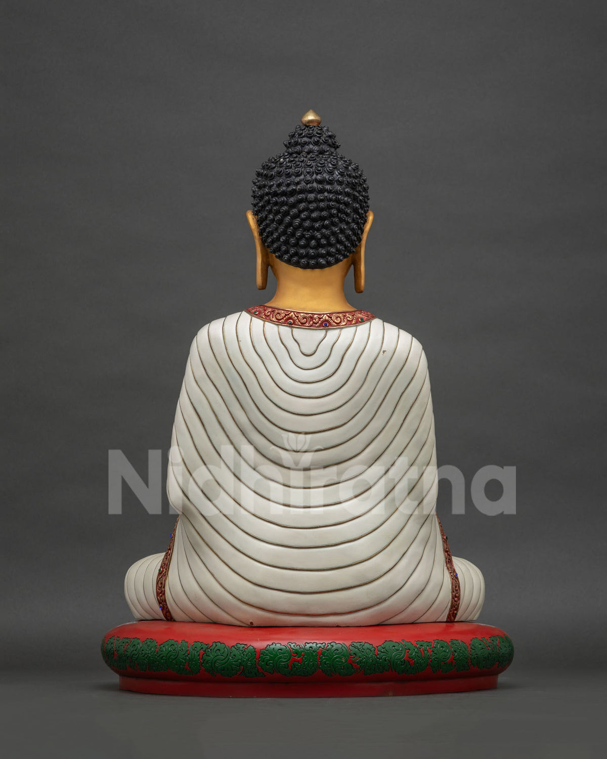 Vairocana Buddha Statue Back View | Hand-Carved Robe Detail, Nepal Handmade
