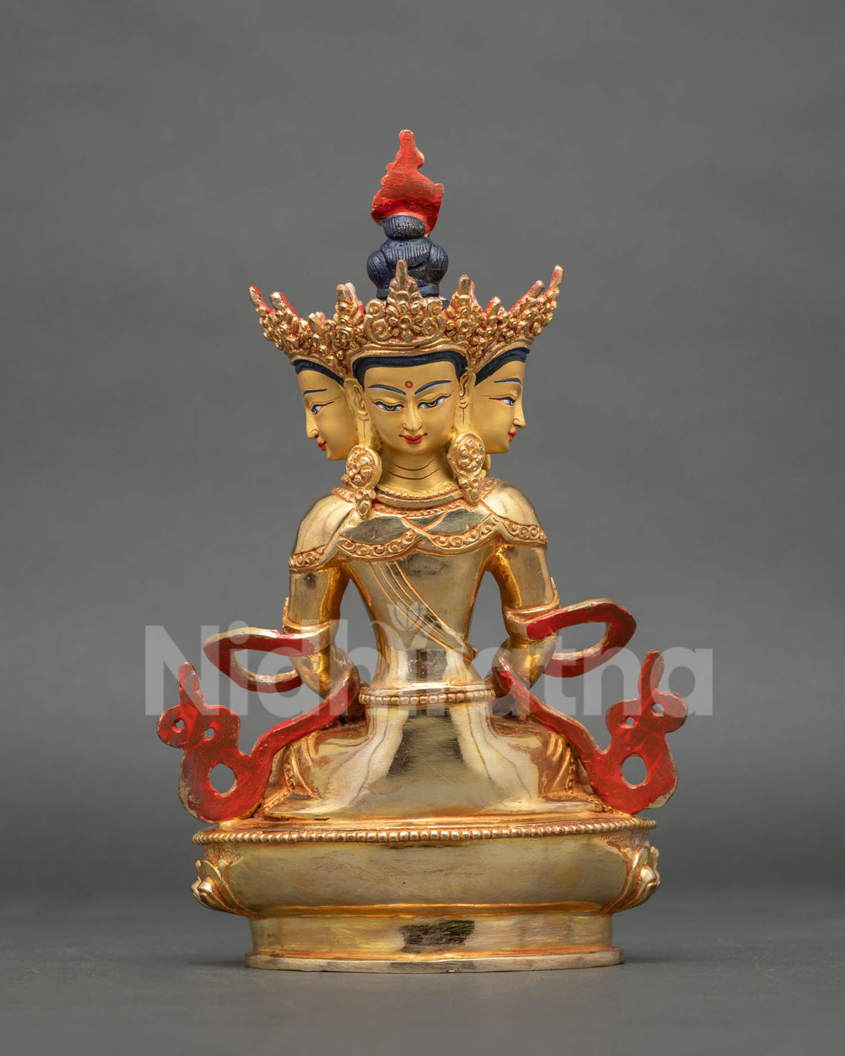 Vairocana Buddha Statue back view intricate copper carvings traditional Nepalese art.