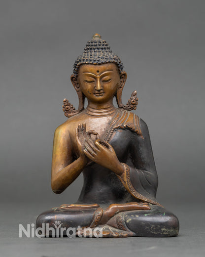 Vairocana Buddha statue, Dharmachakra mudra, turning the wheel of Dharma symbolizing ultimate wisdom 