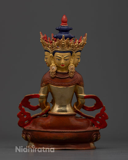 Vairocana Buddha Statue handcrafted by skilled Newari artist from Patan Nepal.