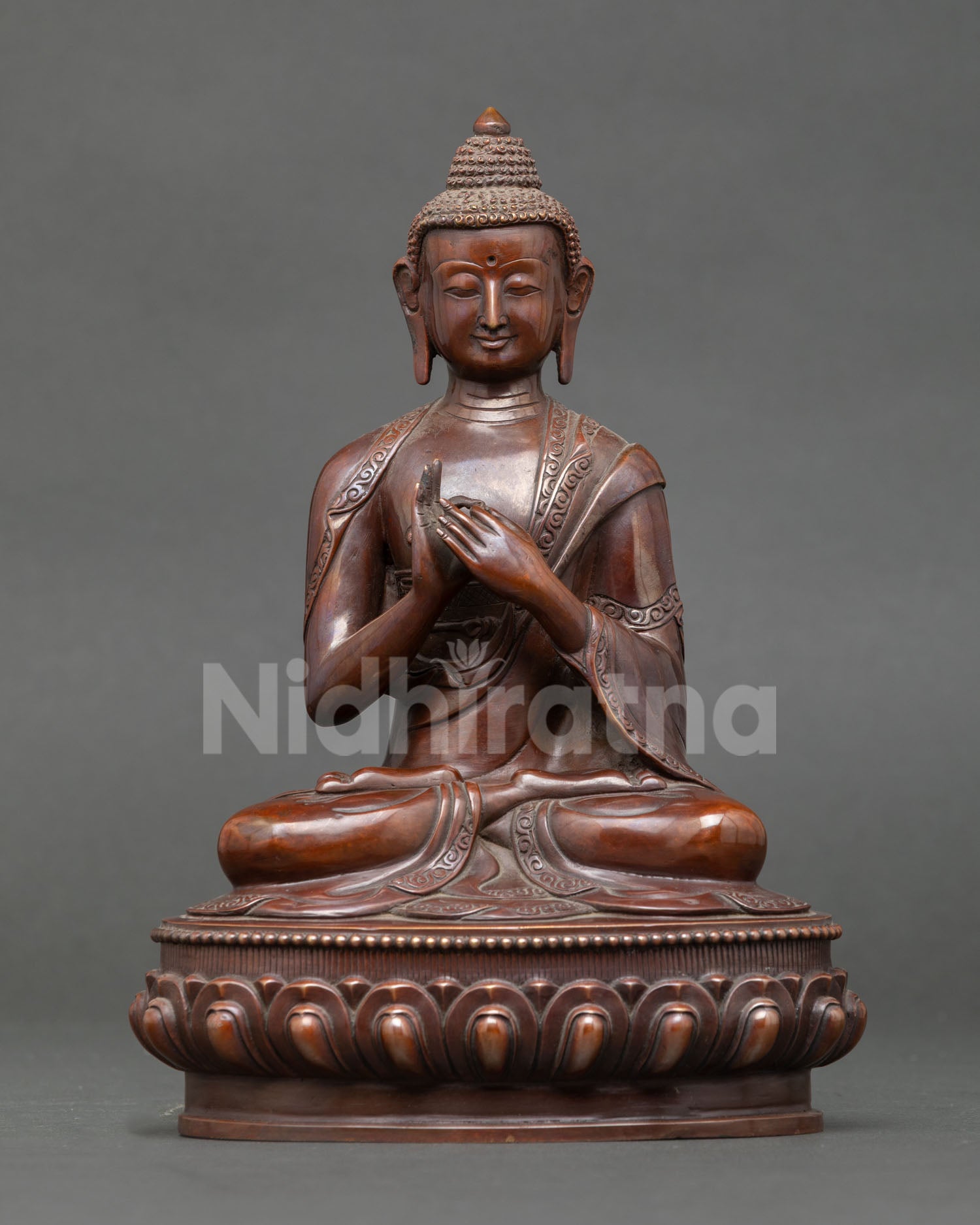 Vairocana Buddha statue in Dharmachakra Mudra representing Dharma teachings and awakened wisdom