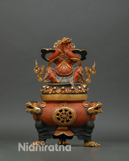 Vajradhaka statue front view copper incense burner Himalayan ritual art Nepal