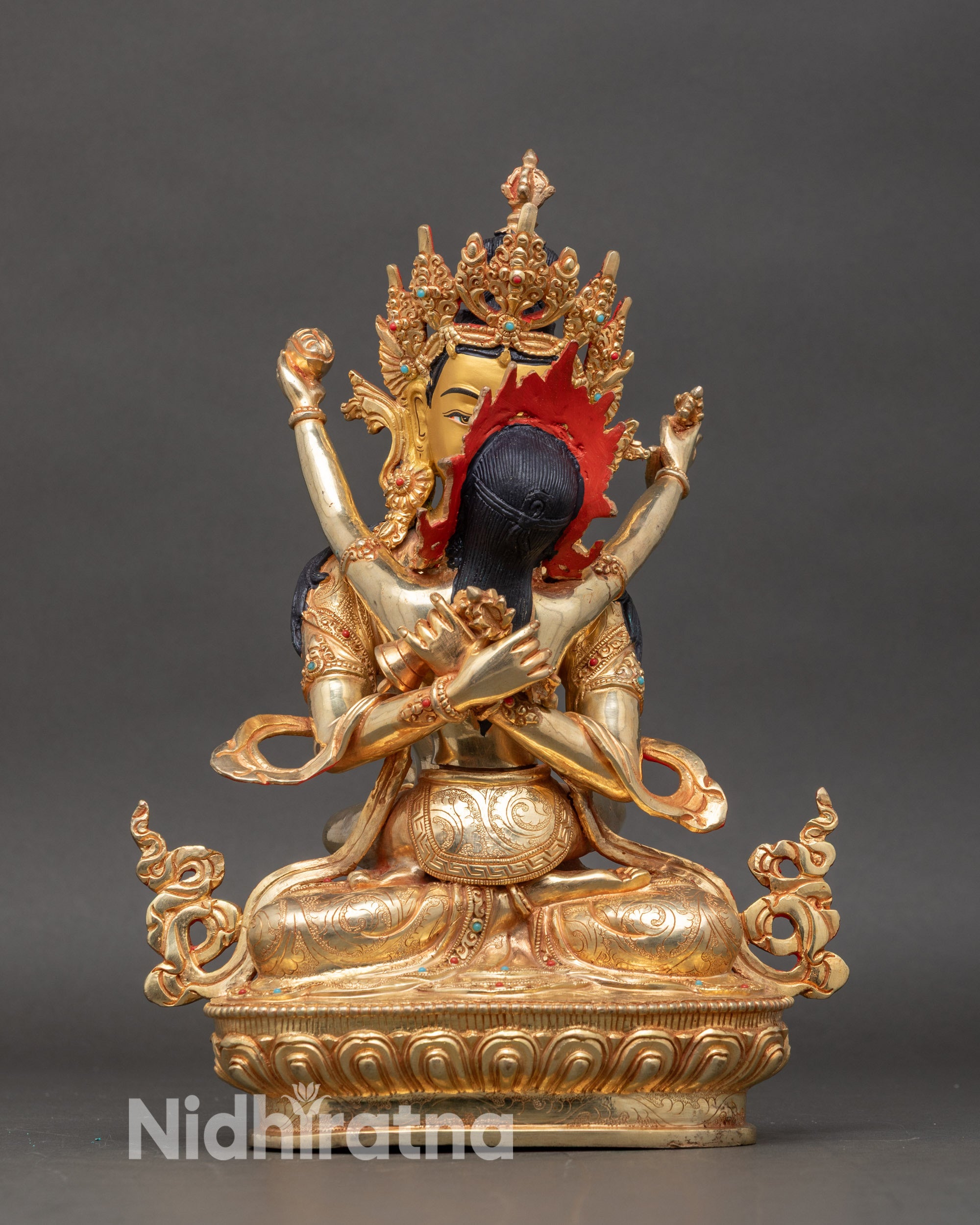 vajradhara-and-consort-statue-front-view-24k-gold-gilded-handcrafted-nepalese-art