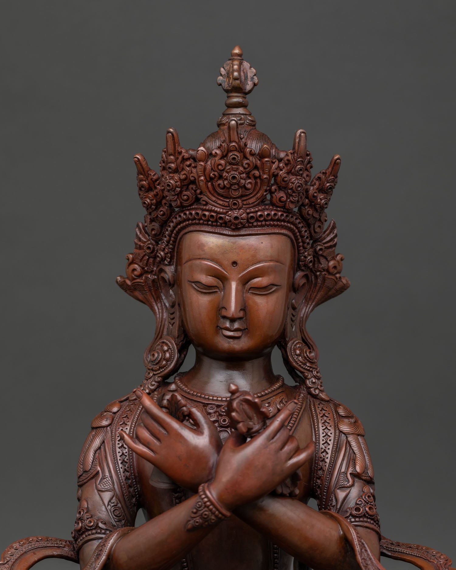Vajradhara Buddhist statue, created by Newari artisans, using lost wax casting