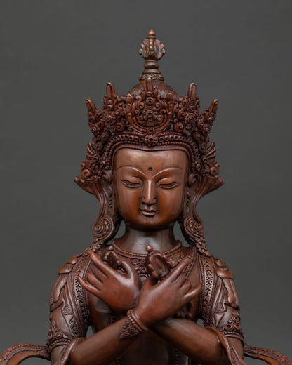 Vajradhara Buddhist statue, created by Newari artisans, using lost wax casting