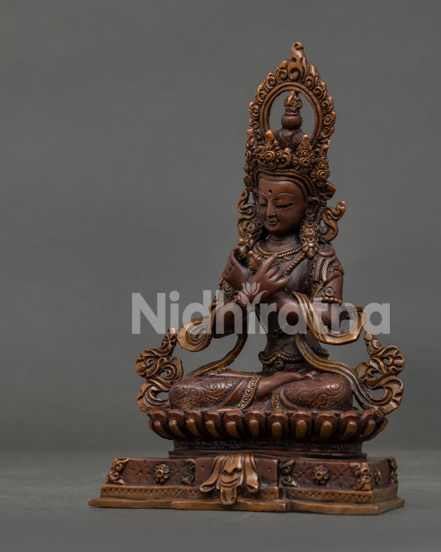 Vajradhara Statue with Five Wisdom Diadem and Flaming Aureole.