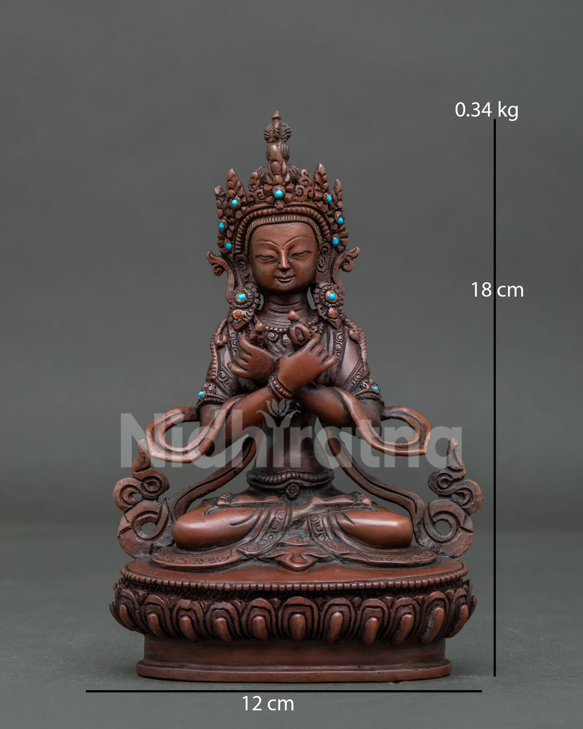 Vajradhara statue handcrafted by newari artist from patan nepal in oxidized copper.