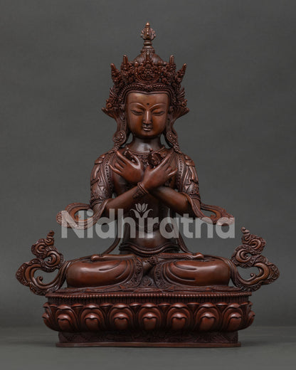 Vajradhara Statue in oxidized copper from Patan, Nepal