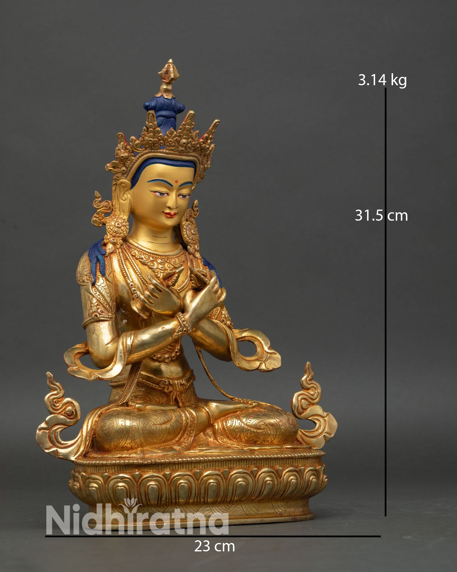 Vajradhara statue side view vajra and bell symbolic posture tantric buddhist primordial buddha artwork