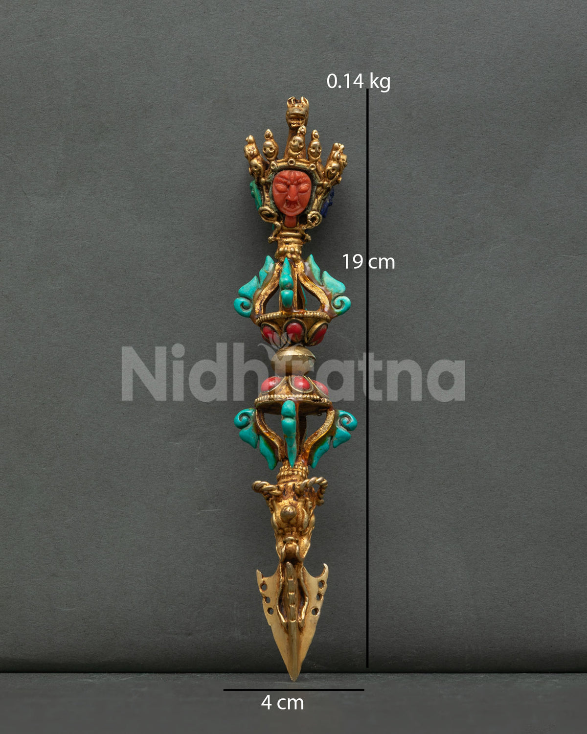 Vajrakilaya Crystal Phurba Handcrafted Newari Artist Patan Nepal 24K Gold Fire Gilded.