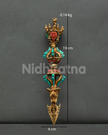 Vajrakilaya Crystal Phurba Handcrafted Newari Artist Patan Nepal 24K Gold Fire Gilded.