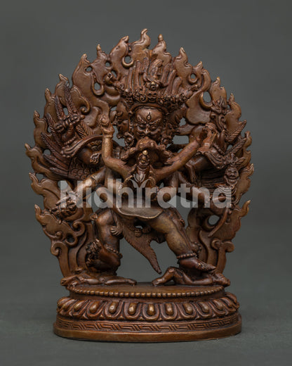 Vajrakilaya statue handcrafted by Newari artisans in Patan, Nepal, featuring a beautifully oxidized finish.