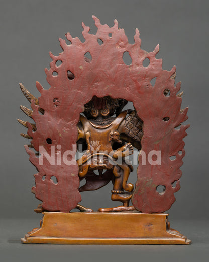 Vajrakilaya statue handcrafted by Newari artisans in Patan Nepal oxidized copper.