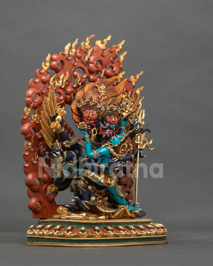 Vajrakilaya Statue right side view consort skull cup kartika knife lotus seat.