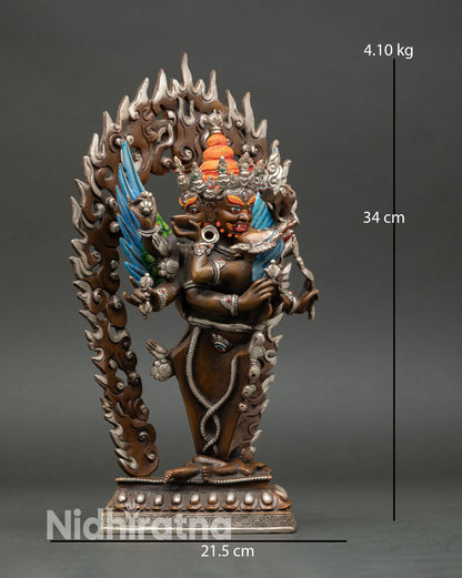 Vajrakilaya statue side view dynamic posture consort Himalayan wrathful deity lost wax casting Nepal art