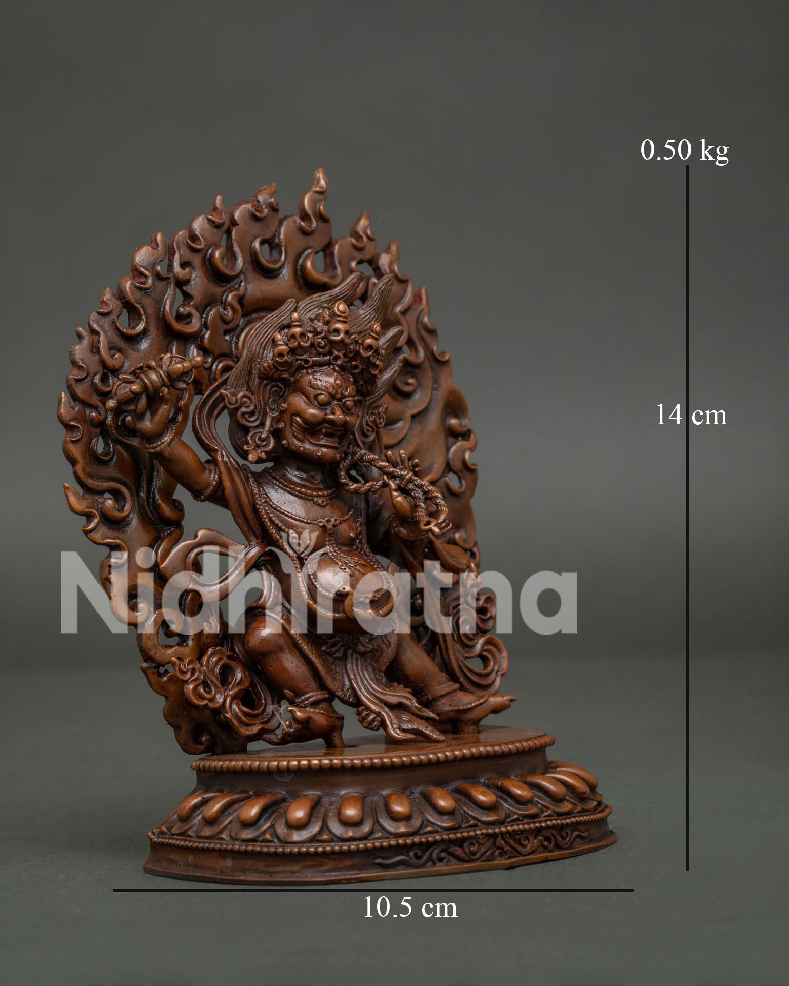 Vajrapani Buddhist Statue from Nepal with vajra lasso and tiger skin garment.