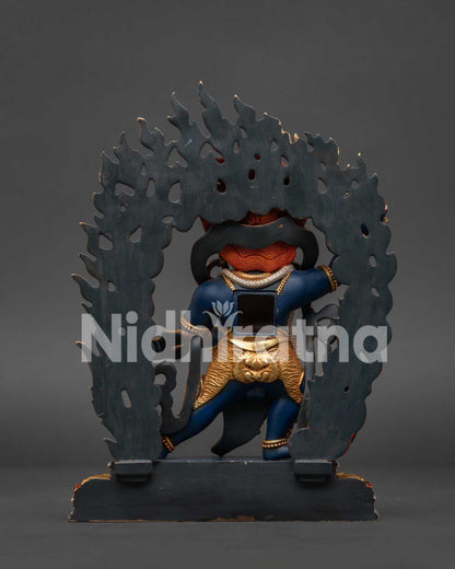 vajrapani chana dorje statue back view copper blazing halo newari craft nepal
