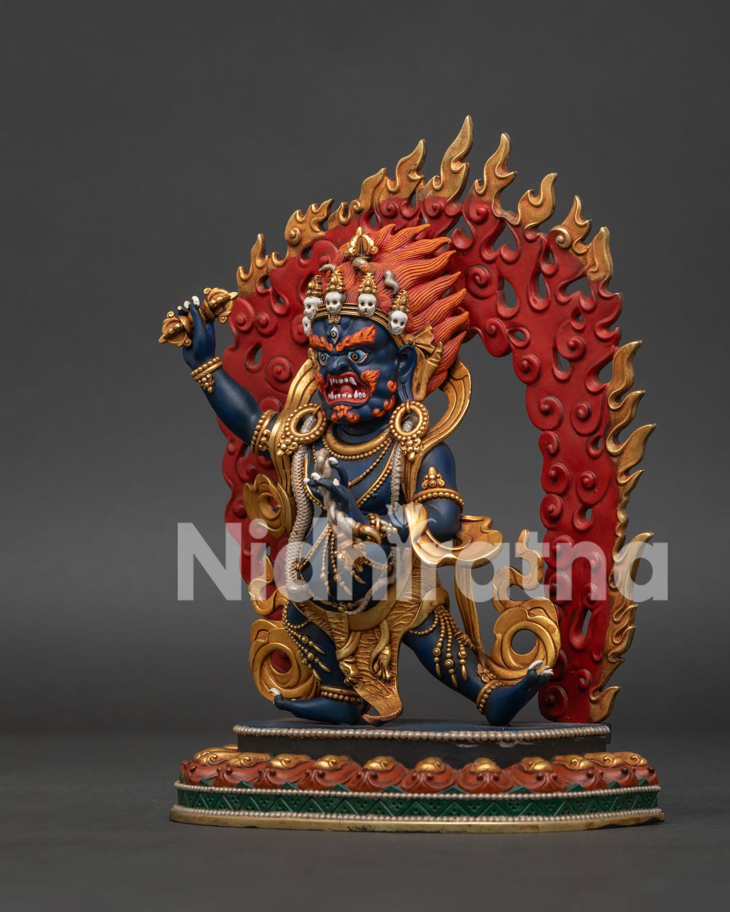 vajrapani chana dorje statue left side view 24k gold gilded copper sculpture nepal