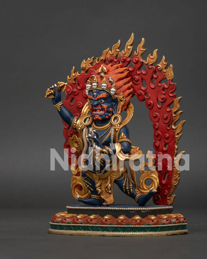 vajrapani chana dorje statue left side view 24k gold gilded copper sculpture nepal