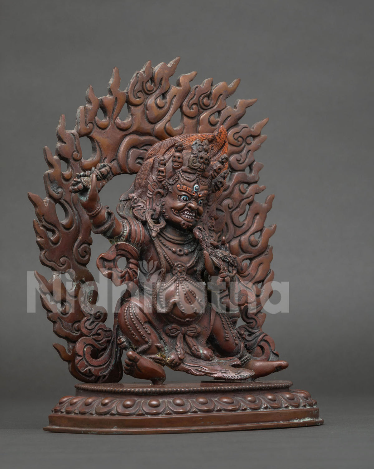 Vajrapani Chana Dorje Statue with vajra lasso and flaming halo