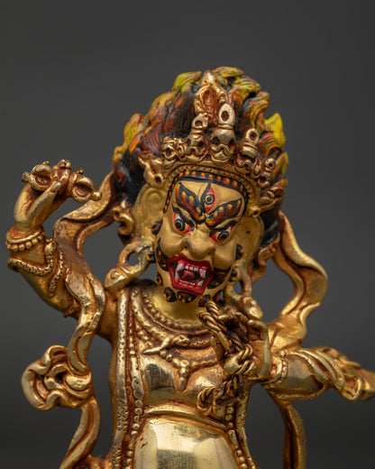 Vajrapani copper statue regular close up Newari Buddhist craftsmanship
