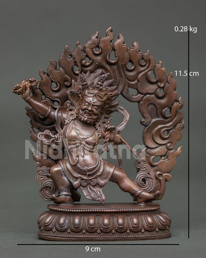 Vajrapani Statue handcrafted by Newari artisans in Patan, Nepal with oxidized copper finish