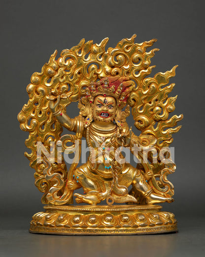Vajrapani statue, handcrafted in copper with 24K gold fire gilded finish by Newari artisans from Patan Nepal