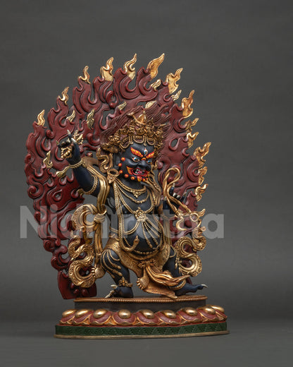 Vajrapani Statue right side view showing Vajra and dynamic stance