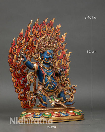 vajrapani statue right side view vajra holder buddhist copper nepal art