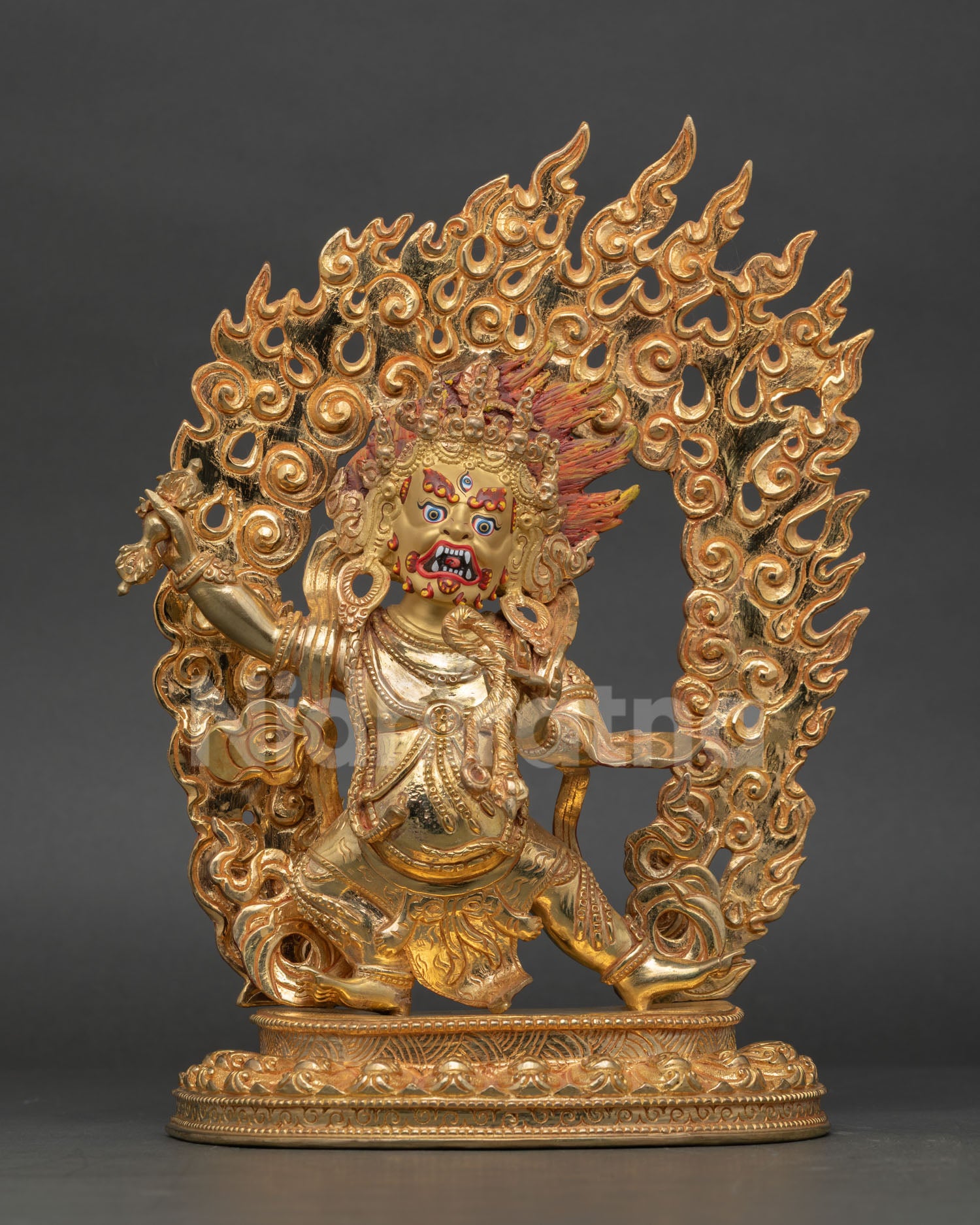 vajrapani statue with 24k gold gilding and semi-precious stones handcrafted in nepal