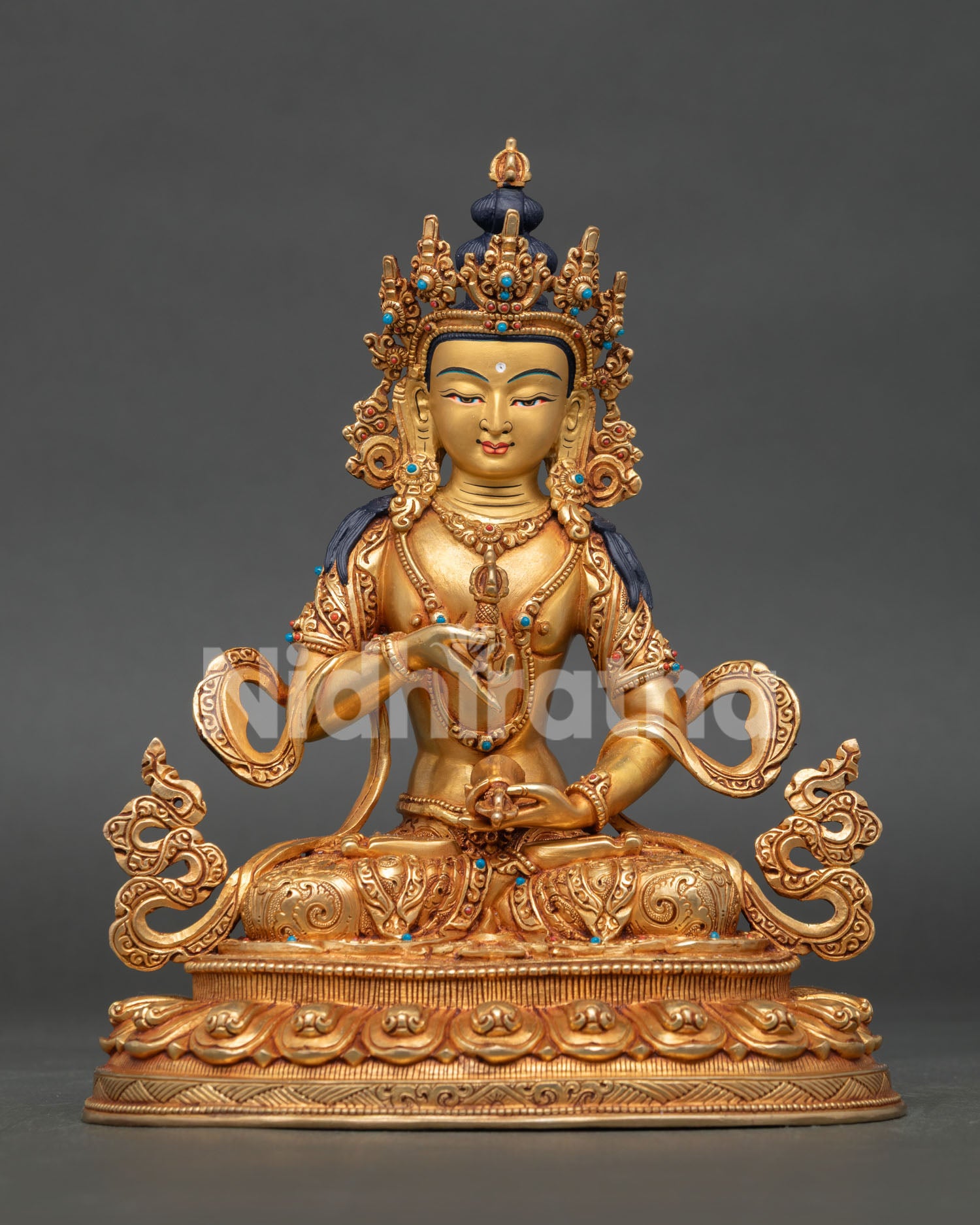 Vajrasattva Buddha Statue Handcrafted Copper Gold Gilded Nepal