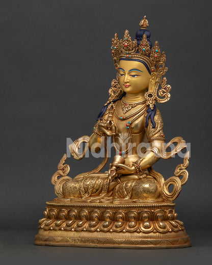 Vajrasattva Buddha Statue left view gold fire-gilded details