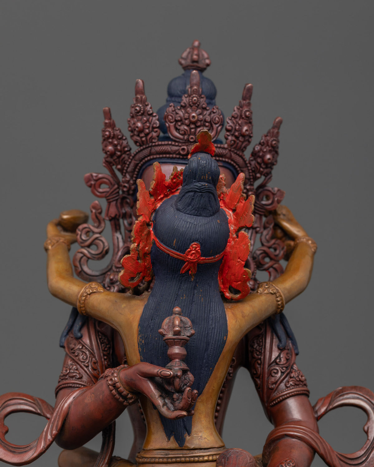 Vajrasattva Consort Statue kartika knife and kapala skull cup details.
