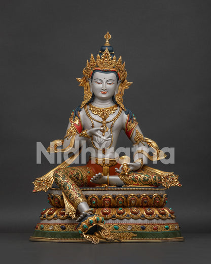 Vajrasattva copper statue front view gold-gilded Newari craftsmanship Nepal Buddhist art