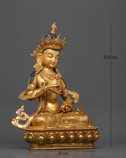 Vajrasattva Dorje Sempa Buddhist statue holding vajra and ghanta bell on lotus pedestal