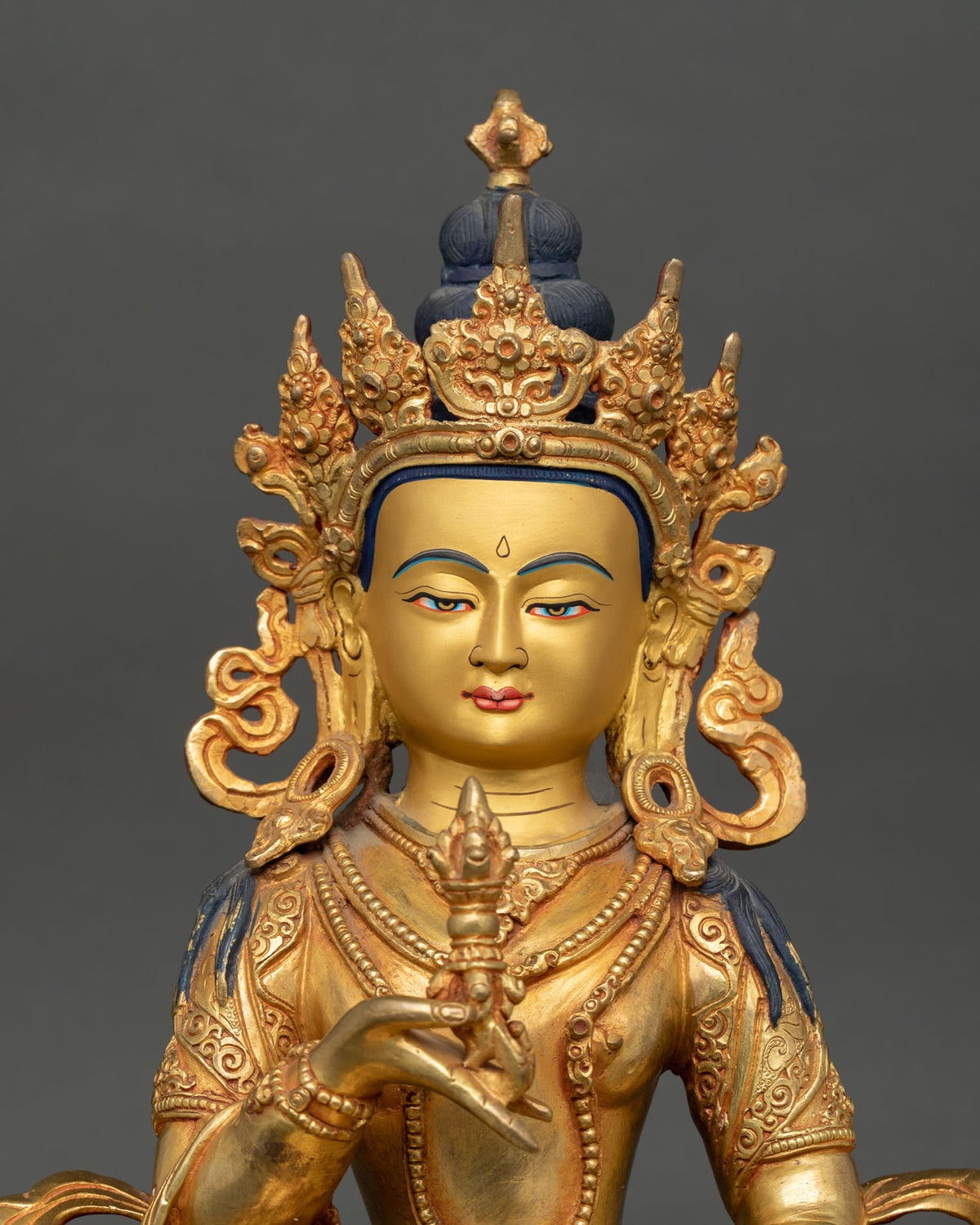 Vajrasattva Gold Painted Face and Five Jewel Crown.