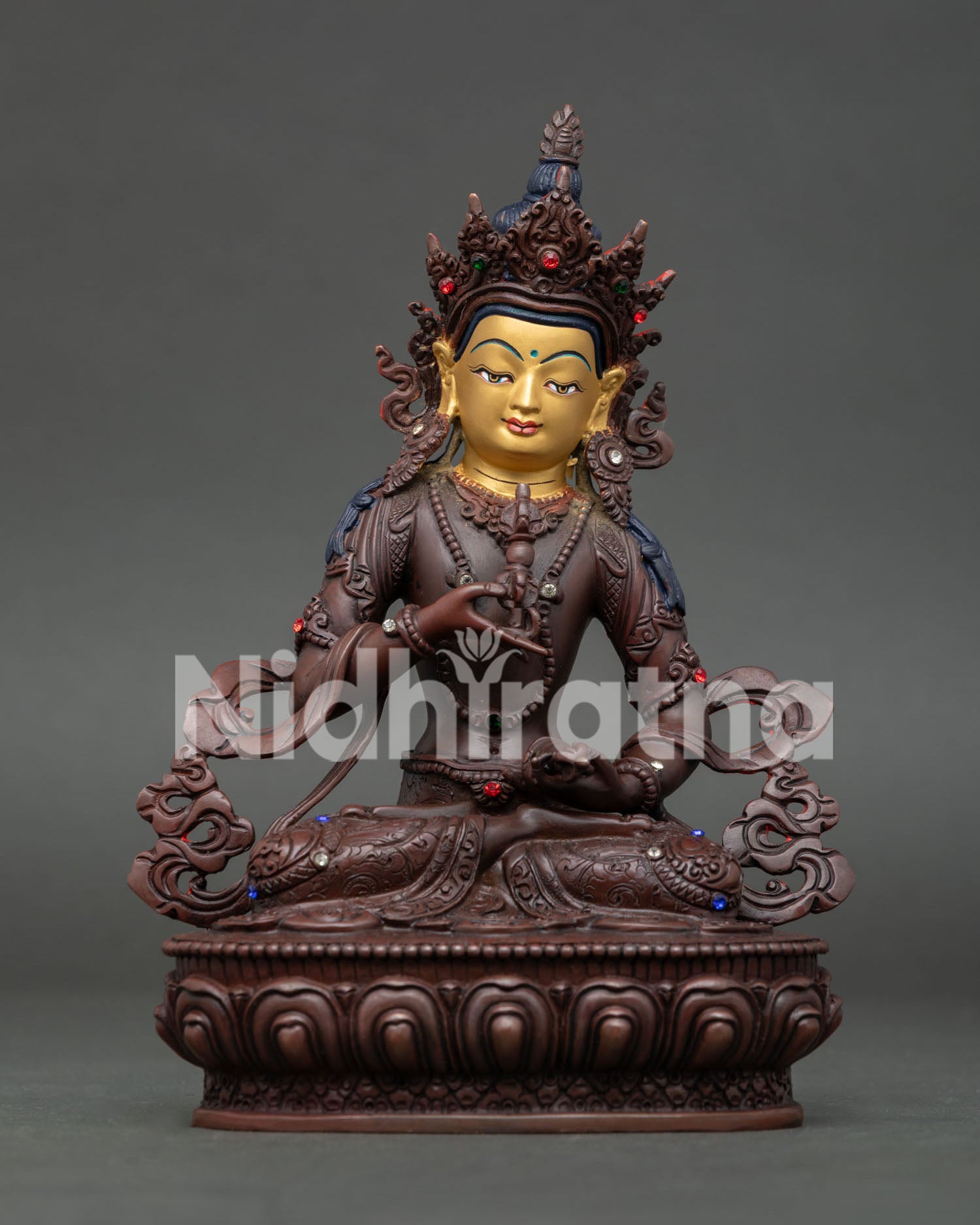 Vajrasattva Holding Five Pronged Vajra and Ritual Bell in Vajrayana Buddhist Art.