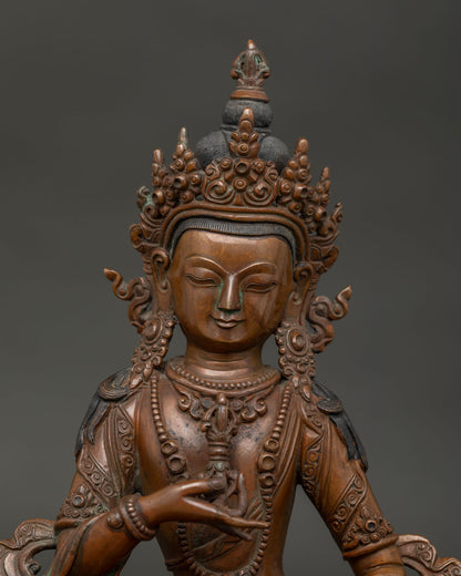 Vajrasattva Holding Five Pronged Vajra and Sacred Bell Close Up.