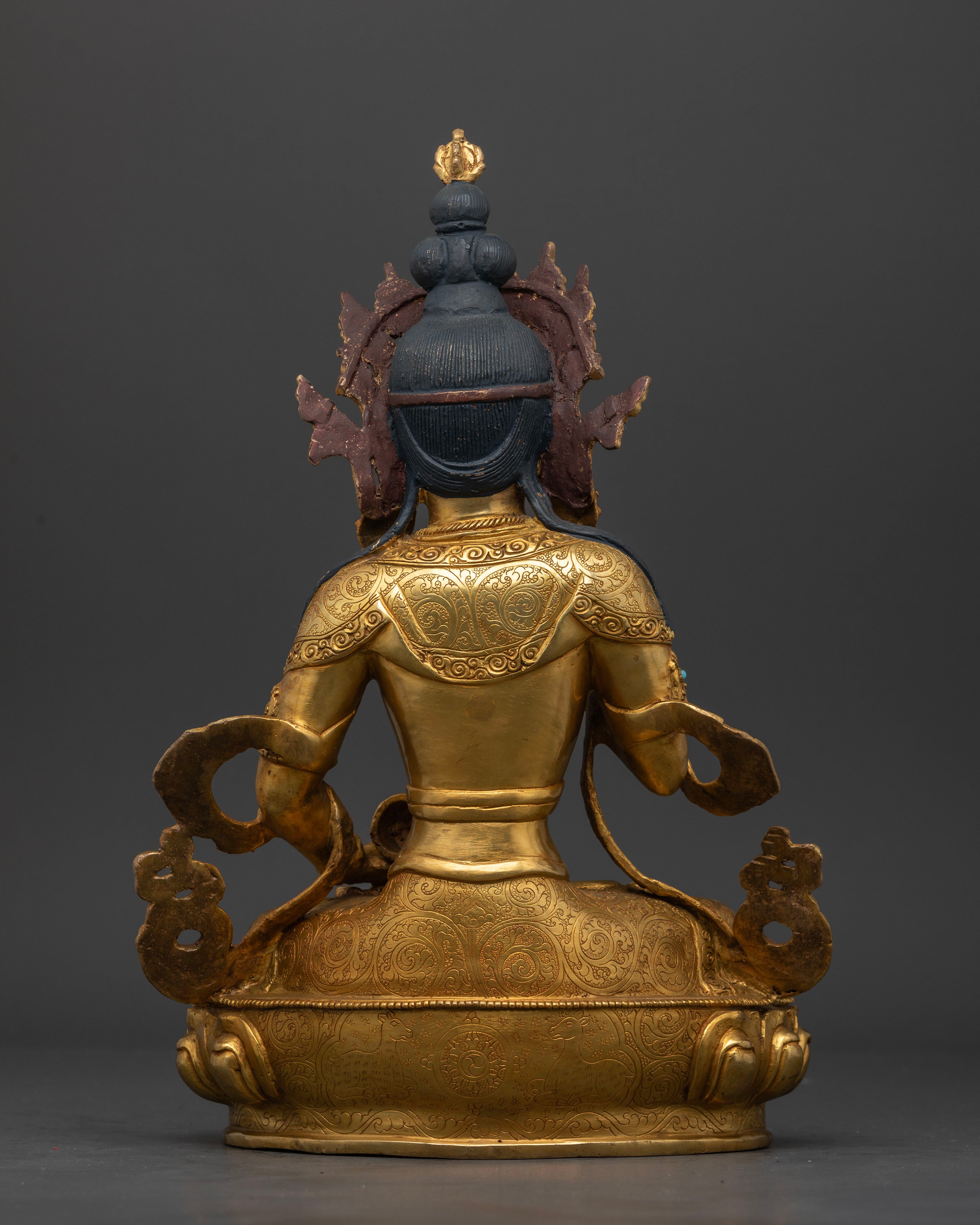 vajrasattva statue back view handcrafted nepali buddhist sculpture