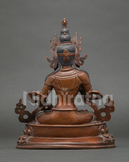 Vajrasattva Statue back view intricate oxidized copper craftsmanship