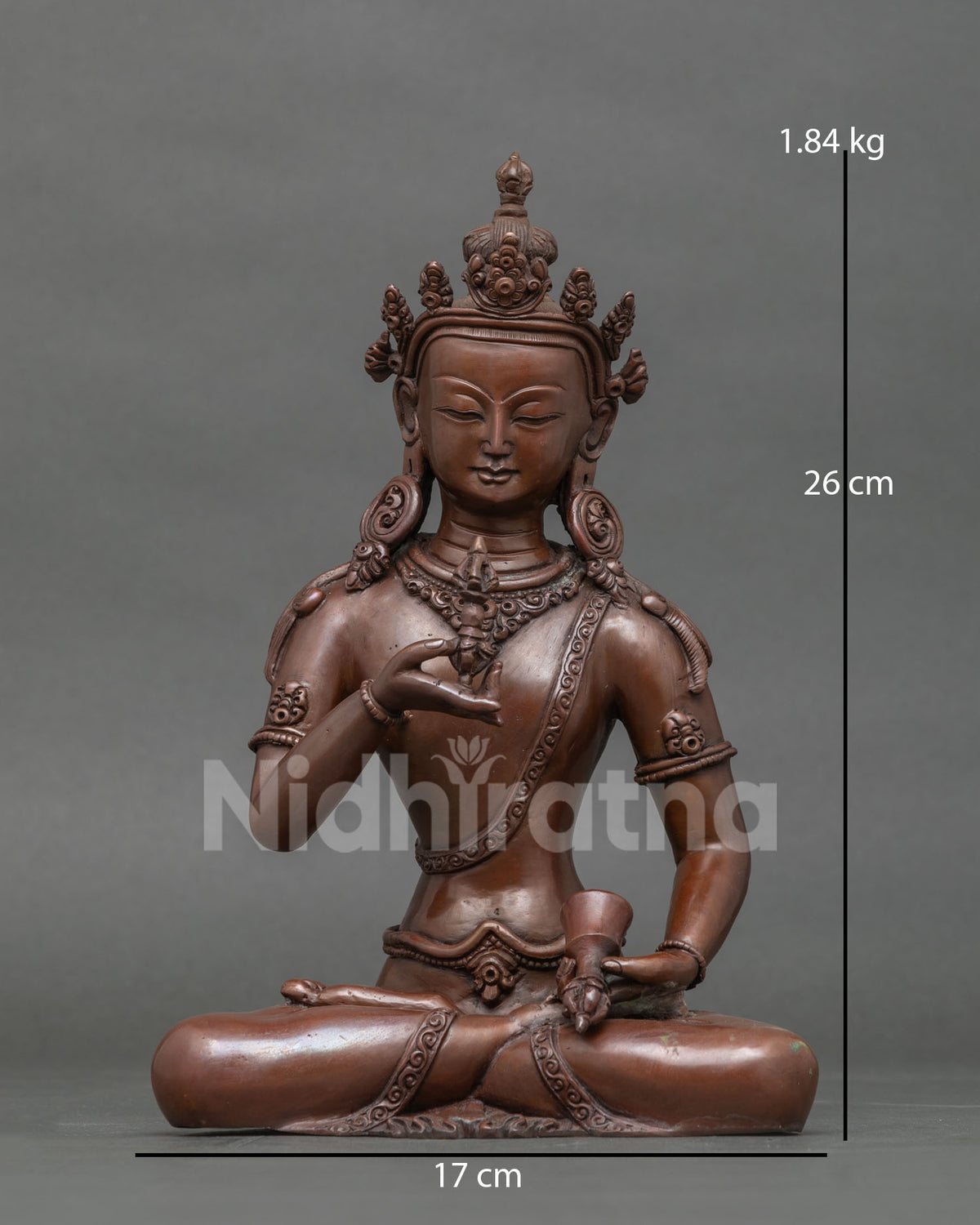 Vajrasattva statue chemically oxidized copper newari art from kathmandu nepal.