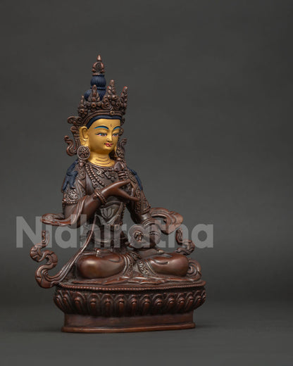 Vajrasattva Statue Detailed Hand Carved Lotus Throne Newari Craftsmanship.