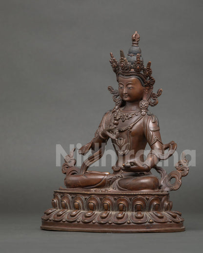 Vajrasattva Statue detailed side view ornate crown jewelry and lotus details