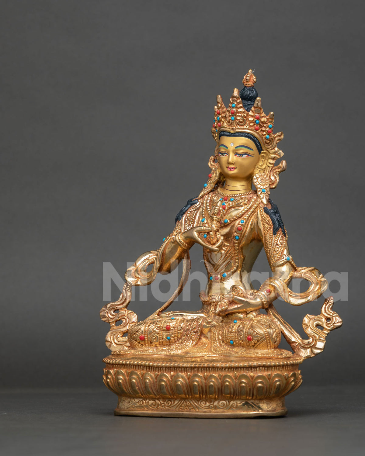Vajrasattva Statue five jewel crown vajra bell layered necklaces.