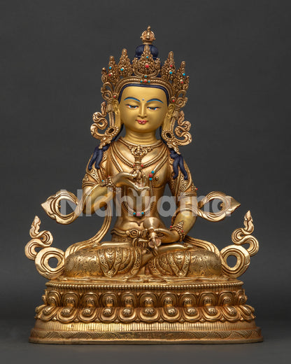 Vajrasattva Statue from Nepal gold fire-gilded copper front view