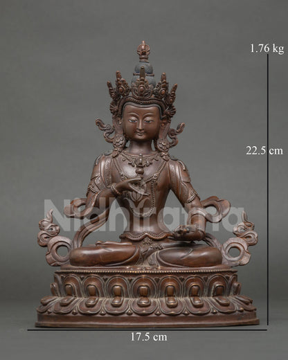 Vajrasattva Statue front view oxidized copper Buddhist meditation deity