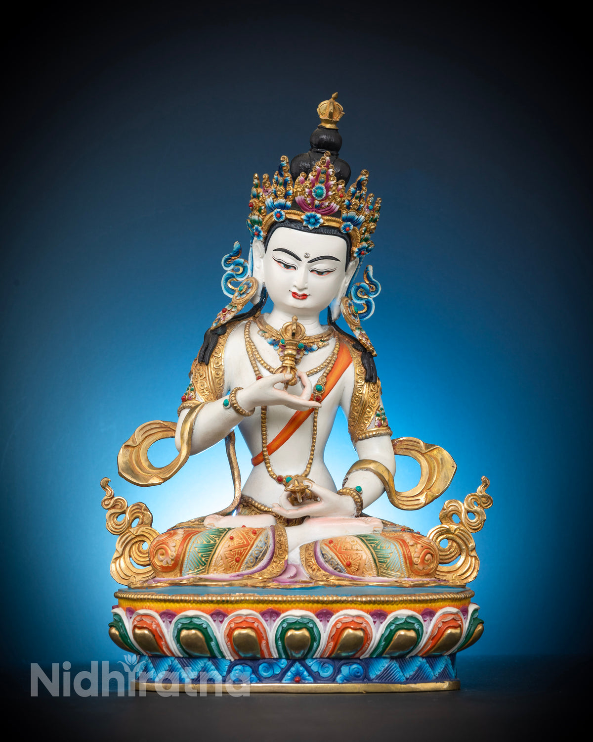 Vajrasattva statue handcrafted by Newari artisans from Patan, Nepal using traditional lost wax casting