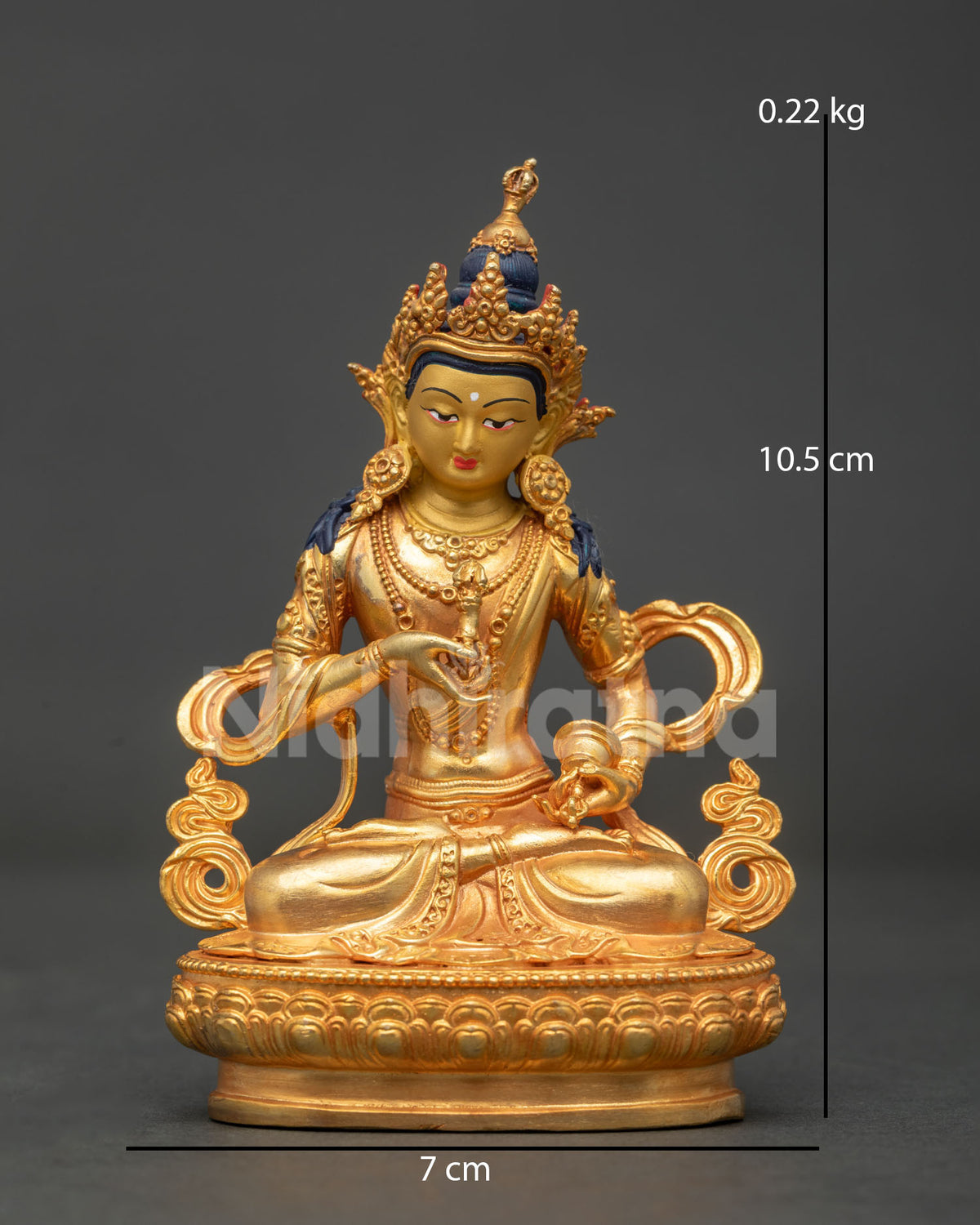 Vajrasattva statue handcrafted by Newari artists from Patan Nepal in copper with 24K gold fire gilding.