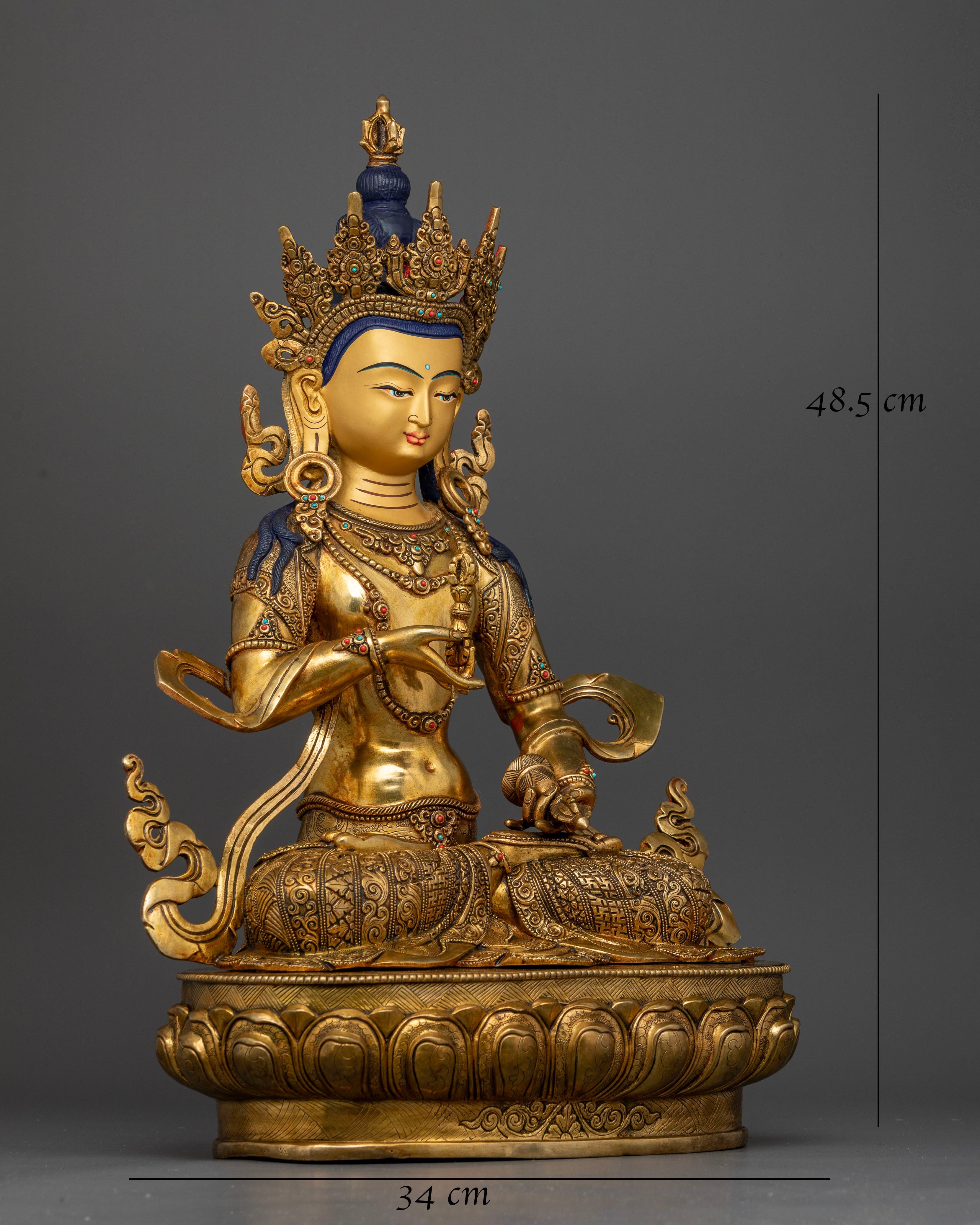 Vajrasattva Statue, Handmade by Newari Artisans with 24K Gold Fire Gilding